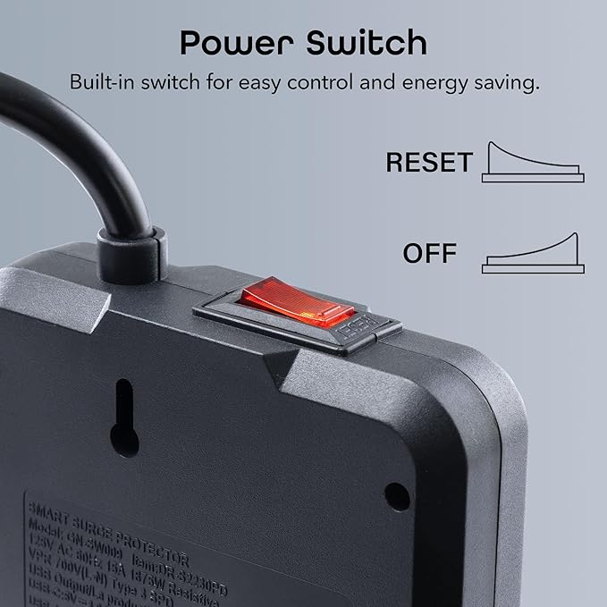 Geeni Surge Ultra Smart 8-Outlet Surge Protector – 6 Smart Outlets, 2 Always-On Outlets, 6 ft Cord, WiFi & Voice Control with Alexa/Google, 1200 Joules Protection, No Hub, Black