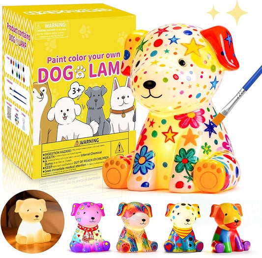 Paint Your Own Dog Lamp Kit 1pcs, DIY Dog Art Craft Painting Kits for Girls Boys Kid Age 4 5 6 7 8 9 10 11 12+, Art Supplies Creative Gifts for Birthday, Halloween, Christmas, Party