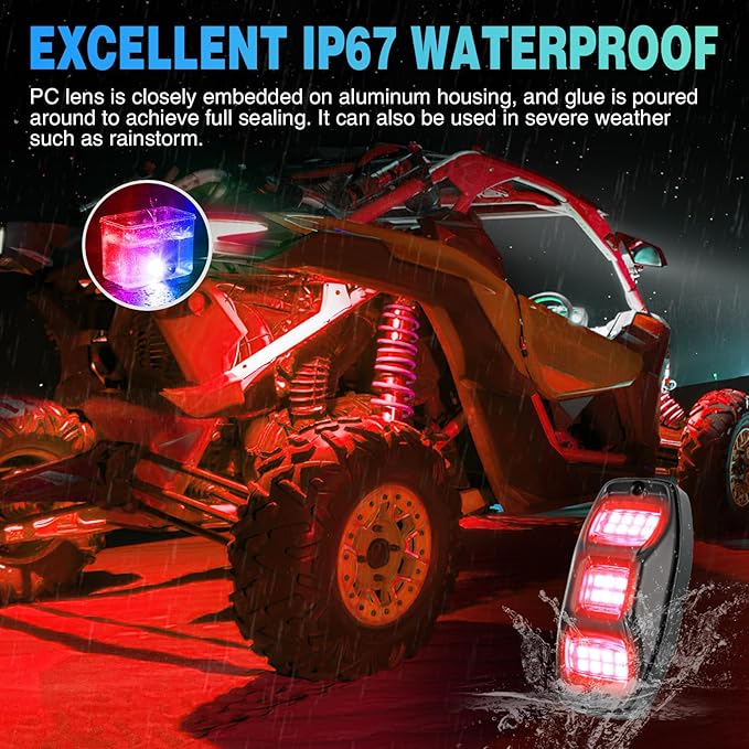 Nilight RGBW LED Rock Lights Kit, 4 Pods 22LED Wide Angle Remote & Bluetooth App Dual Control with Music Modes Multicolor Underglow Neon Wheel Well Light Fit for ATV UTV SUV Offroad Truck RZR Boat