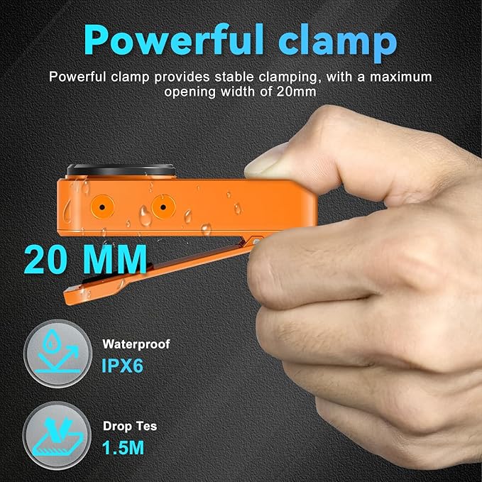 EDC Flashlight Clip-on Light, 600 Lumens Rechargeable Flashlight, Mini Pocket Clip-on Light with RGB Mode, Magnetic Small Flashlight Type-C for Camping Repairing Signaling Cycling, Orange