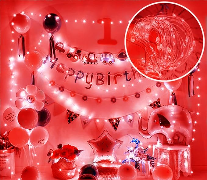 Red Halloween Lights 7Ft Fairy Lights Battery Operated LED Christmas Lights Indoor Outdoor Center Pieces Garlands Party Table-1Pack