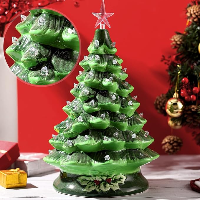 Boao 100 Pieces Ceramic Christmas Tree Bulbs and 5 Stars Replacement Plastic Bulbs for Ceramic Christmas Tree Decorations(3.8 mm Diameter,Transparent)