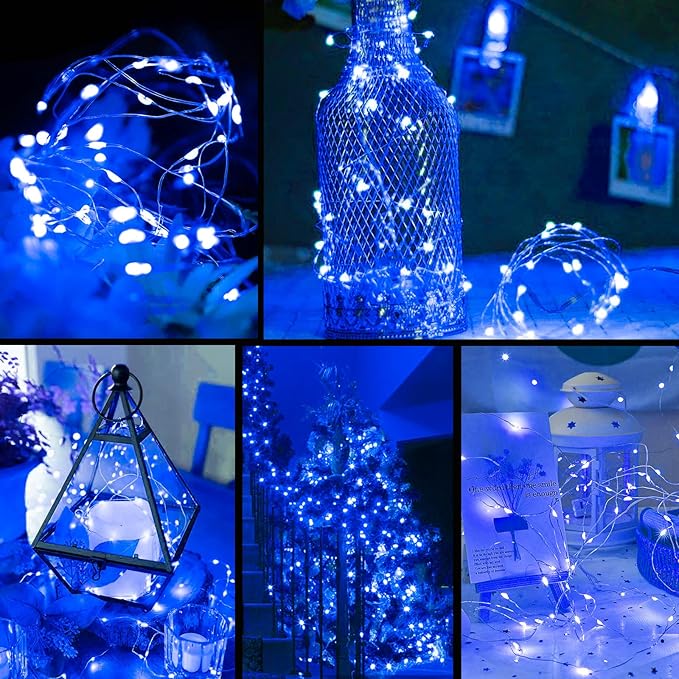 ZGWJ Fairy Lights Battery Operated, 24 Pack Blue Twinkle String Lights 20 LED 7FT 3 Lighting Modes Waterproof for Bedroom, Easter, Halloween, Christmas, Party Indoor and Outdoor Decoration