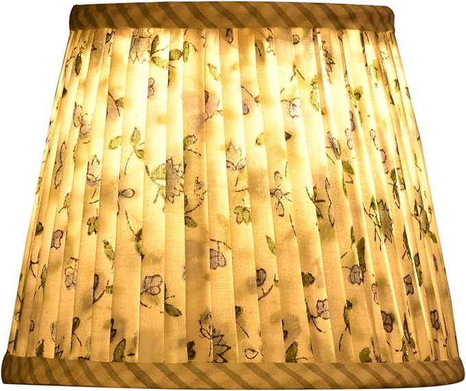 Ridhi Block Print Powder Blue Lamp Shade 4" Top x 5" Bottom x 6" Slant Handmade Pleated Cotton Lampshade, Fits E26/E27 Base Table Lamps Boho Vintage Decorative for Bedroom, Living Room