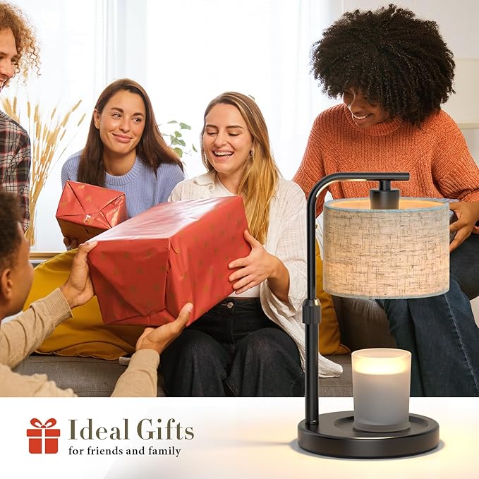 Black Candle Warmer Lamp with Timer Dimmer, Height Adjustable Electric Candle Warmer Wax Heater with 2 Bulbs, Birthday Gifts for Women Her, Mom, House Warming Gifts New Home