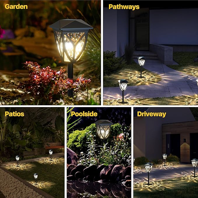 Ensenior 12-Pack Solar Lights Outdoor, 3000K LED Solar Garden Lights for Pathway, Yard, Patio, Walkway, Planter, Waterproof, Energy-Efficient Landscape Lighting