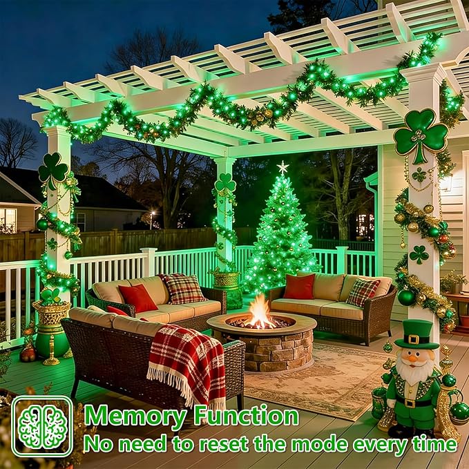 YEGUO 4 Pack Green Solar Fairy Lights, Each 33ft 100 LED Christmas Lights Outdoor Waterproof, 8 Modes Sliver Wire Solar String Lights