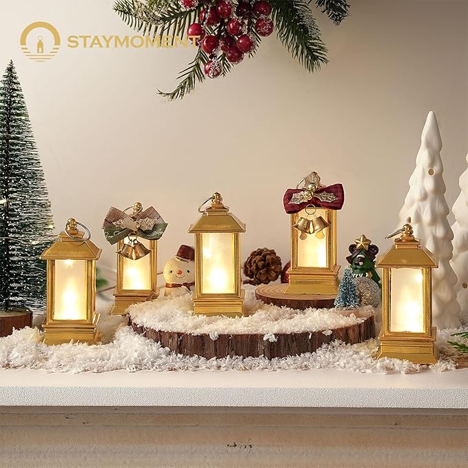 Gold Lanterns Decorative Indoor: 24 Pcs Starlight Mini LED Lantern for Centerpiece Table Decorations Halloween Christmas Wedding Party Camping Decor
