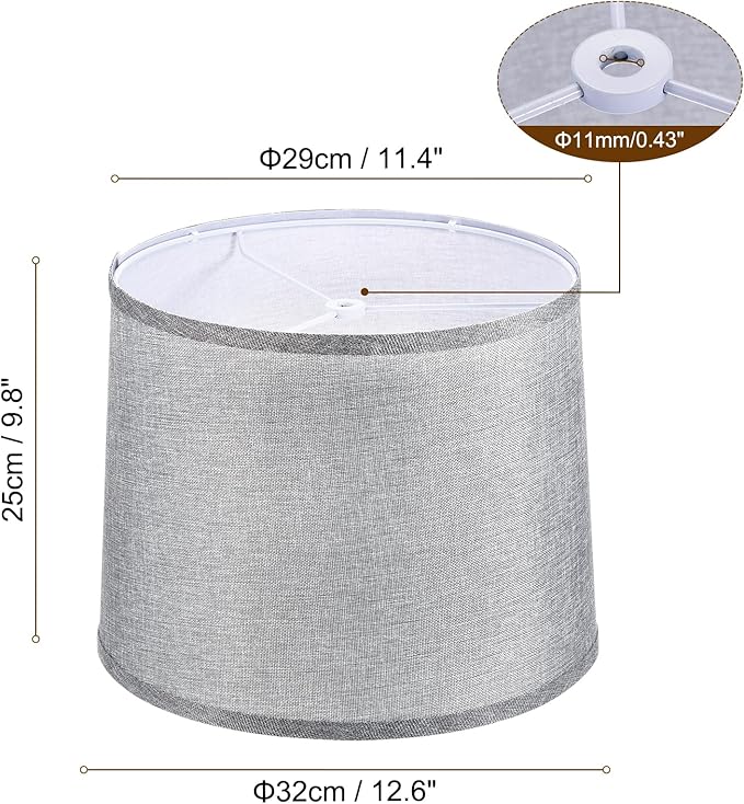PATIKIL Lamp shades for Table Lamps 11.4" Top x 12.6" Bottom x 9.8" High Drum Lamp shades for Floor Lamps Medium Linen Lampshade Easy Assembly for Lamp Replacement, Gray