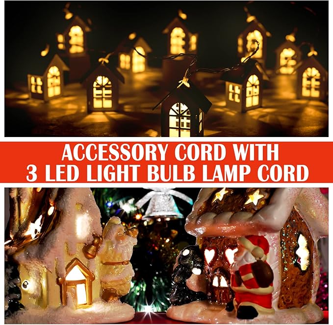 Kingdder Accessory Cord with 5 Led Light Bulb 7.5 Feet Christmas Village Accessories Sets for Christmas Indoor Lamp Cord with Switch LED Light for Holiday Village House Decors Crafts(2 Sets)