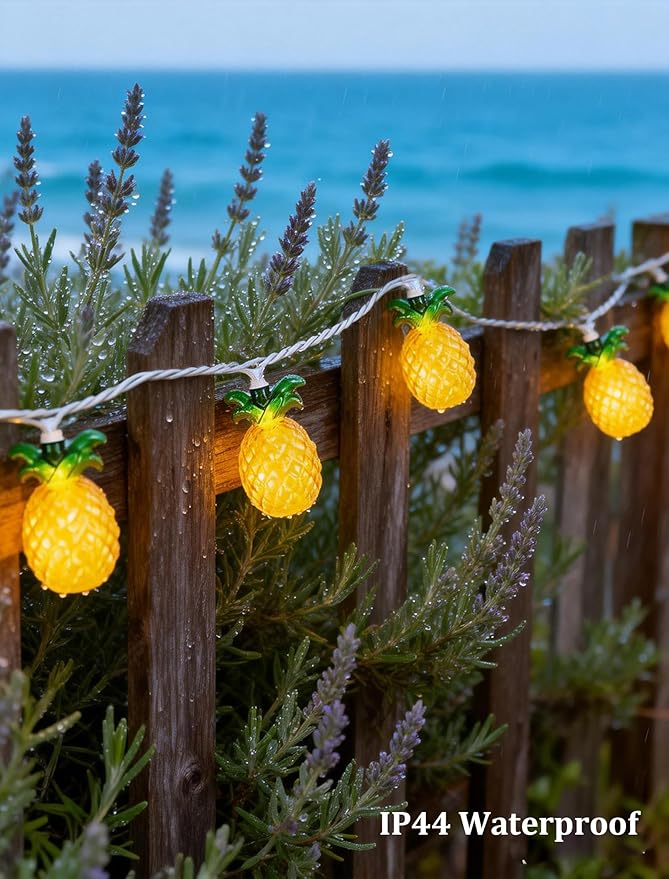 8.5Ft Luau Party Lights, 10L LED Pineapple String Lights Plug in for Indoor/Outdoor Home Table Christmas Tree Pergola Tiki Bar Aloha Hawaiian Tropical Party Decorations