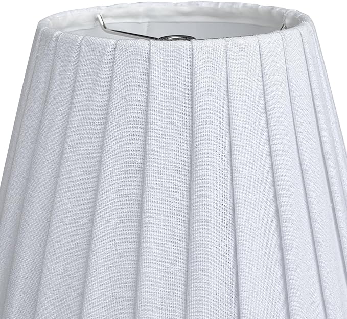 TOOTO STAR Small Lamp Shade, White Pleated 6x10x7.5inch Bell Shade for Table Lamps, Floor Lamps and Pendant Lamps (Spider Fitter), Handmade of Natural Linen