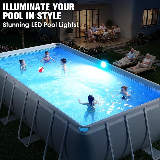 Solar Pool Lights,Solar Powered Above Ground Pool Lights,Frame Pool lights Waterproof,2026 Outdoor Swimming Pool Solar Light,Color Changing Pool Light for Above Ground Pool Accessories-1PC