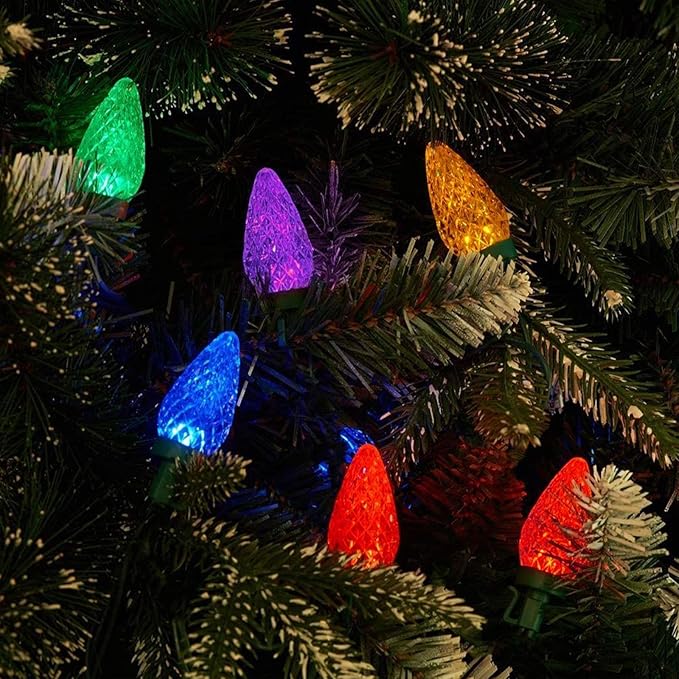 2-Pack Connectable C9 LED Christmas Lights String, 66 FT 100 LED Christmas Lights Plug in with 29V Safe Adaptor, Waterproof Decorative Lights Indoor/Outdoor for Xmas Tree Decoration (Multi-Colored)