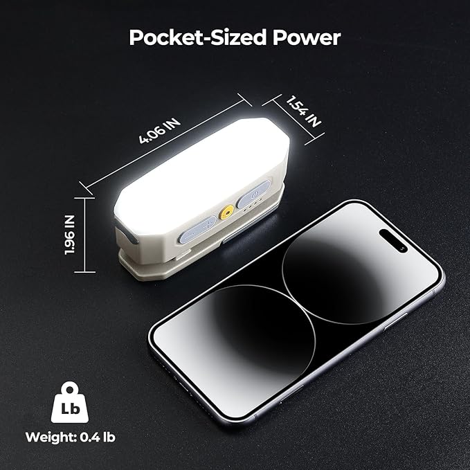 BougeRV Movable Area Light, Rechargeable Camping Lantern, 3200mAh Portable Camping Light, IP65 Waterproof, Camp Lamp for Tent, Power Outages, Emergency, Outdoor(Khaki)
