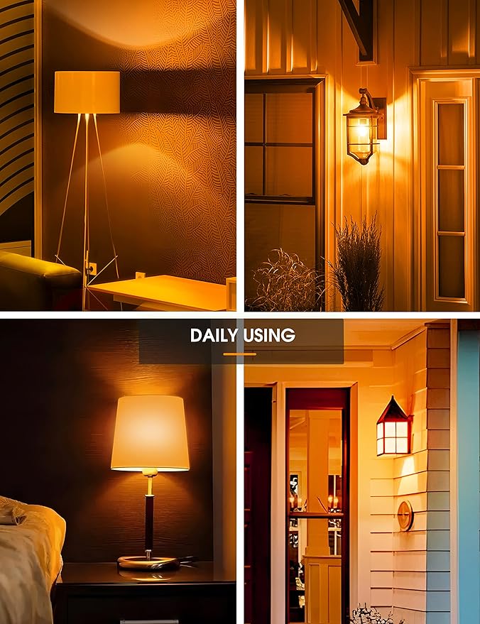 LOHAS Halloween Orange LED Light Bulbs Outdoor, A19 9W(60W Equivalent) Orange Colored Light Bulb, E26 Base for Thanksgiving Day, New Year, Porch Home Lighting, Wedding Party, Bar Decor, Non-Dim 2-Pack