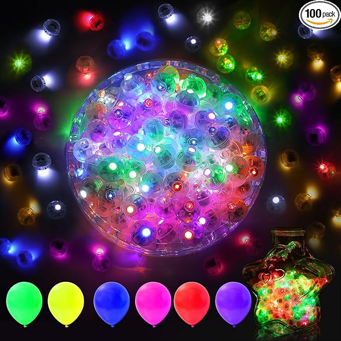 AIKEI 100pcs LED Balloon Lights, Mini Round Balls Lights Long Standby Time Lamp Waterproof for Balloon Paper Lantern Easter Decor Halloween Christmas Birthday Party Wedding Decoration