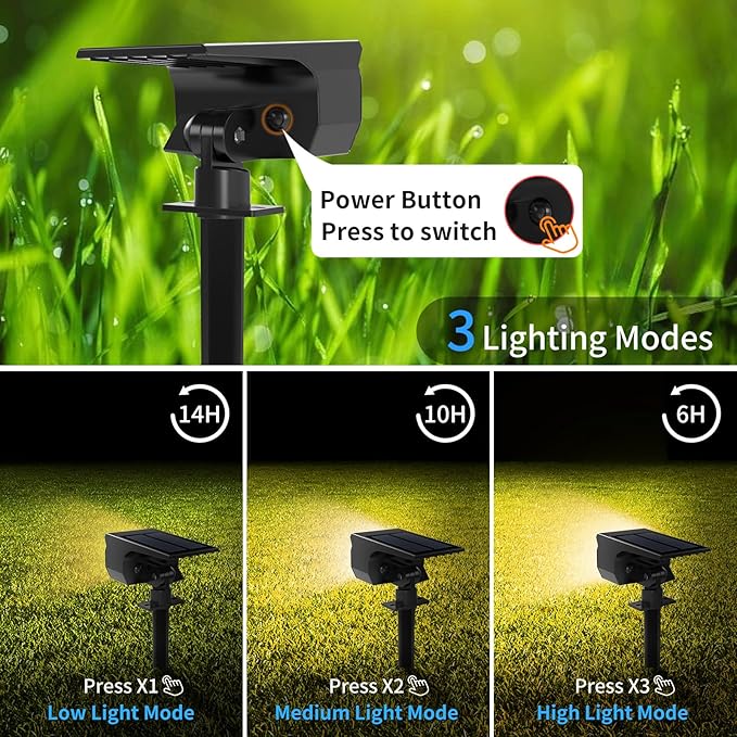 Solar Spot Lights Outdoor 10 Pack, [46 LED/3 Modes] Solar Landscape Spotlights Waterproof, 2-in-1 Auto On/Off Solar Powered Lights for Outside Yard Garden Wall Pathway(Warm White)