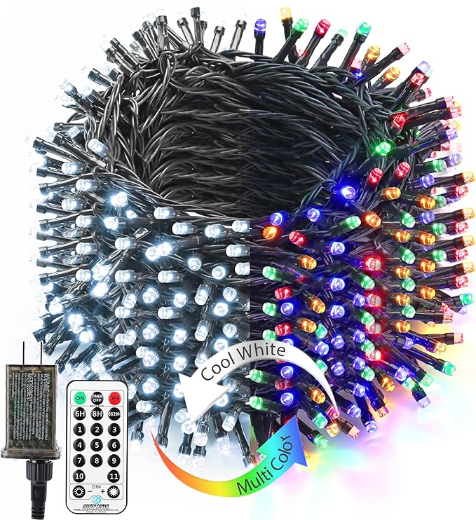 Brizled Christmas String Lights, 279ft 800 LED Color Changing Christmas Lights with Remote, 11 Modes Tree Light Cool White & Multicolor Green Wire Xmas Light Outdoor for Xmas Party Home