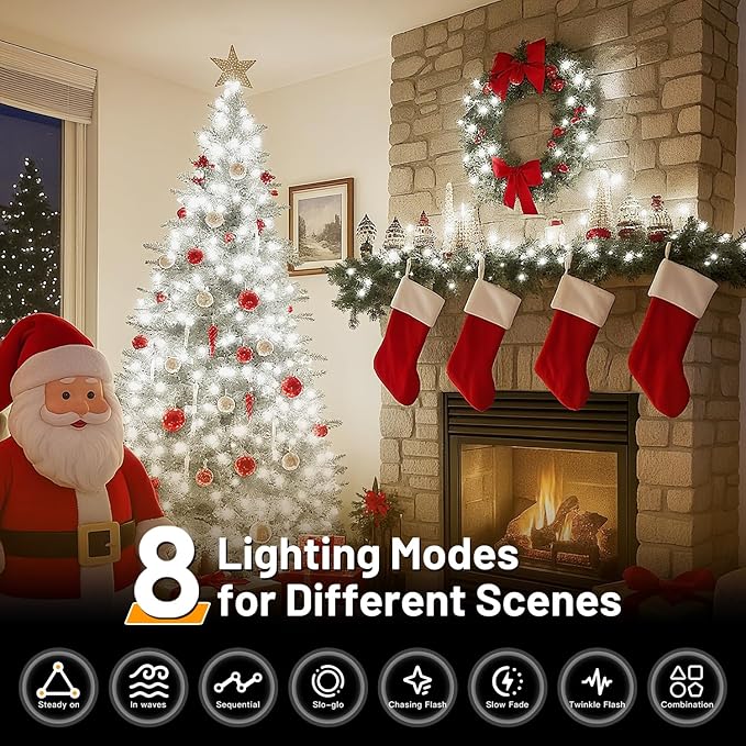 Christmas Lights 1000 LED 328 FT, IP67 Waterproof Christmastree Lights with 8 Modes, Remote Control 3 Timers & Memory Function Xmas Decorations for House and Holiday (Cool White)