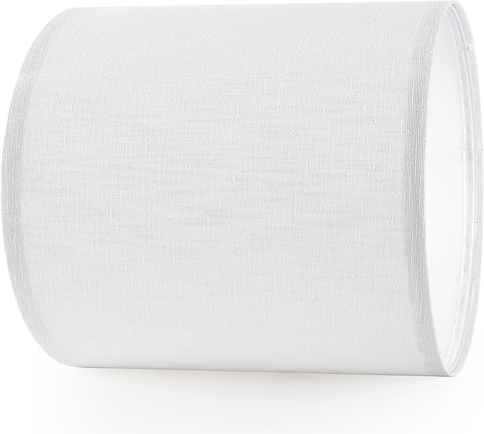 Small Lamp Shades Set of 2 Drum White Texture Lampshades for Table Lamps Wall Lamps-10"× 10"× 10" (Spider),Required Assembly-Cylindrical Lampshade for Pendant Light/Chandelier-By GO&SO