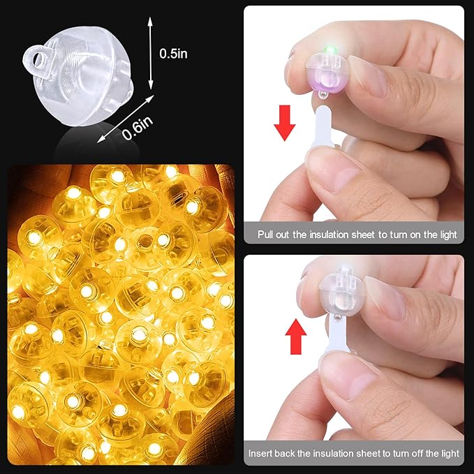 100PCs Mini Led Lights with Hook, Waterproof Round Tiny Led Light for Party Decorations Neon Party Light，Warm White-Blinking Lights
