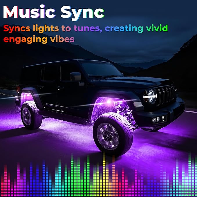 12 Pods 36 LEDs RGB Rock Lights Compatible with 12V Trucks Jeep UTV SUV ATV Boat Golf Cart,Waterproof, Multi-Color App/Remote Control Underglow Lights with Music Mode Plug and Play Easy Installation