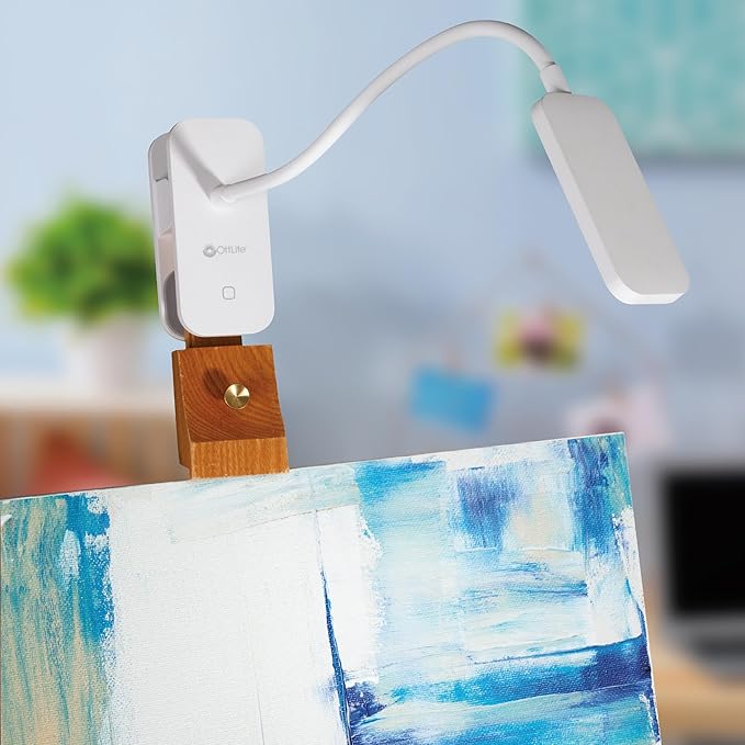 Ottlite Rechargeable LED Clip Lamp - ClearSun LED Technology with Touch Activated Control, Dimmable LEDs & Flexible Arm - Travel-Friendly Clip Light for Reading, Bed Headboard & Computers