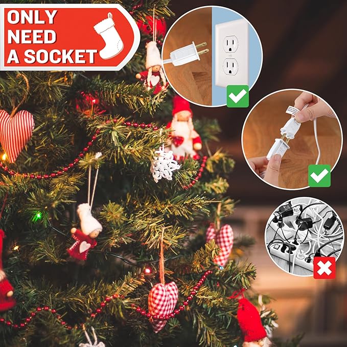 Christmas Village Lights with 10 LED Warm-White Bulb,Decoration for Christmas Village Houses,Halloween Holiday,C7 Christmas Village Light Cord