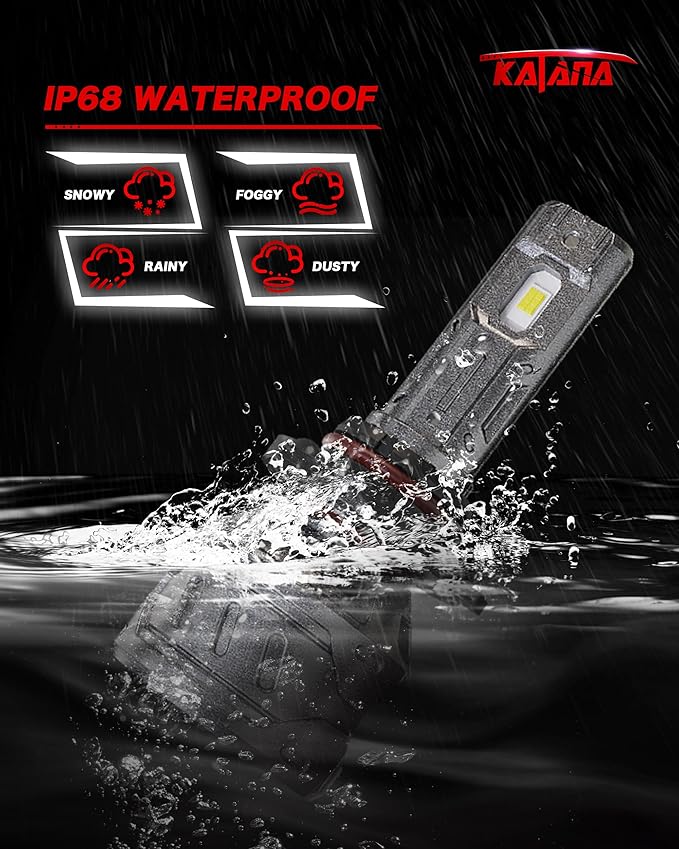 KATANA 9005 Light Bulbs,HB3 Bulb 400% Brightness 6500K White Plug and Play Mini Size Fog Light Bulbs of 2