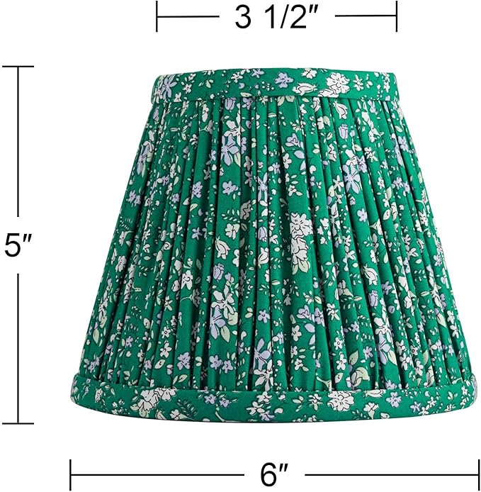 Springcrest Nelle Green Violet Floral Cottage Core Pleated Shade 3.5x6x5 (Clip-On) - Springcrest