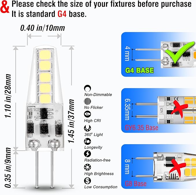 6000K White G4 RV Landscape Ceiling Recessed Puck Led Lights Interior 12v Replacement Bulbs 107d,JC Bi-Pin G4 2W T3 10W-20W Equiv for Camper Trailer Motorhome Marine Boat Deck Stair Step Path,10Pcs