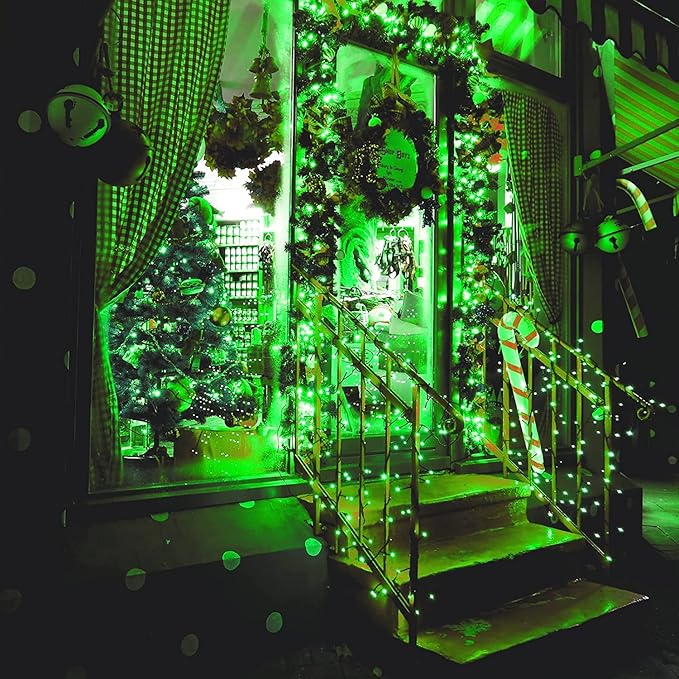 QITONG 165ft 500 LED Green Christmas Lights, Christmas String Lights Outdoor Waterproof Plug in, Green Wire Twinkle Light Indoor with 8 Modes