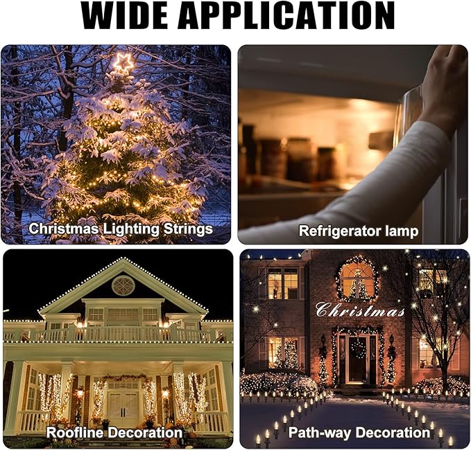 KGC C9 LED Replacement Christmas Lights Bulbs-0.6W Equivalent to 7W, Warm White 2200K, No Glass Shatterproof & Waterproof Plastic Bulbs, E17 Screw for Indoor Outdoor Patio String Lights 50 Pack
