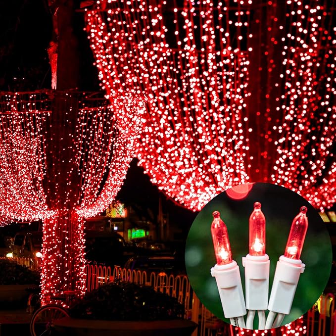 LAMPHOME 21.6ft 100 LED Red Valentine Lights, Connectable Valentine Room Light Indoor Plug-in, White Wire Red Christmas String Light Outdoor Waterproof for Valentines Day Bedroom, Party