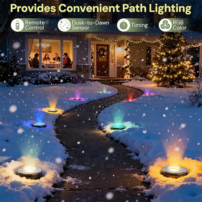 LOHAS Dusk to Dawn Low Voltage Landscape Lighting Warm White + RGB Modes, 6 Pack IP65 Outdoor In Ground Lights with Remote, Timer Color Changing Plug in Low Voltage Well Lights for Yard Garden Walkway