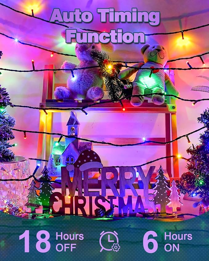 Christmas Lights Outdoor with Timer, Battery Operated Christmas Lights 9.8ft 30LED Christmas Decorations for Small Mini Christmas Tree Multicolor