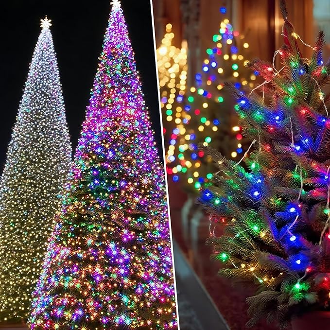 Solar String Lights Outdoor Waterproof 4 Pack Total 132ft 400LED 8 Modes Twinkle Lights Solar Fairy Lights for Patio, Garden Yard Party Tree Christmas Halloween Decoration Multicolor