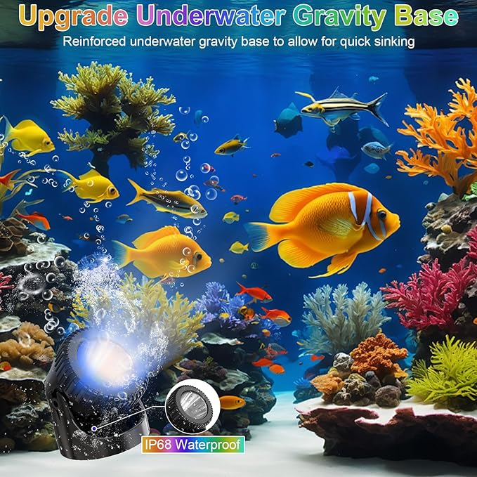 RGB Underwater Pond Lights, 20 Colors Dimmable Submersible Led Fountain Lights with Timer, IP68 Waterproof with Remote Control for Outdoor Ponds Aquarium Garden Pool (Set of 6)