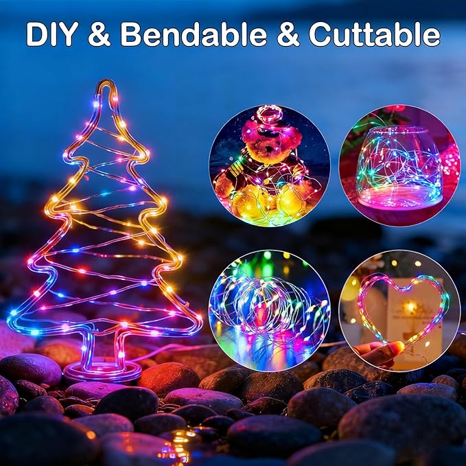 ZNYCYE 10 Pack 10 ft 30 LED Mason Jar String Lights 8 Modes with Timer Waterproof Fairy Lights Upgraded Battery（Included Operated for DIY Wedding Party Mason Jar Christmas Decorations (Multi-Color)