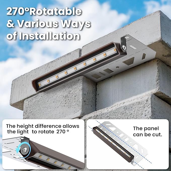 Retaining Wall Lights, 7 Inch LED Hardscape Lighting Waterproof, 12V Low Voltage Landscape Lighting, Outdoor Step Lights for Patio Stairs Deck 2700K, 270° Rotate, 12 Pack