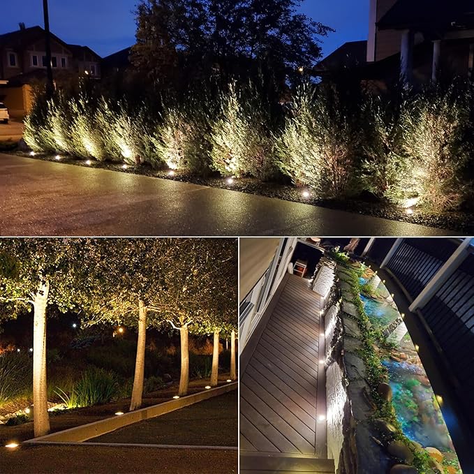 RNEHON 10W LED In-Ground Lights, Aluminum Low Voltage 12-24V AC/DC Ground Lights, IP67 Waterproof Recessed LED Outdoor Landscape Well Lighting for Yard Lawn Garden Pathway Patio (1 Pack)