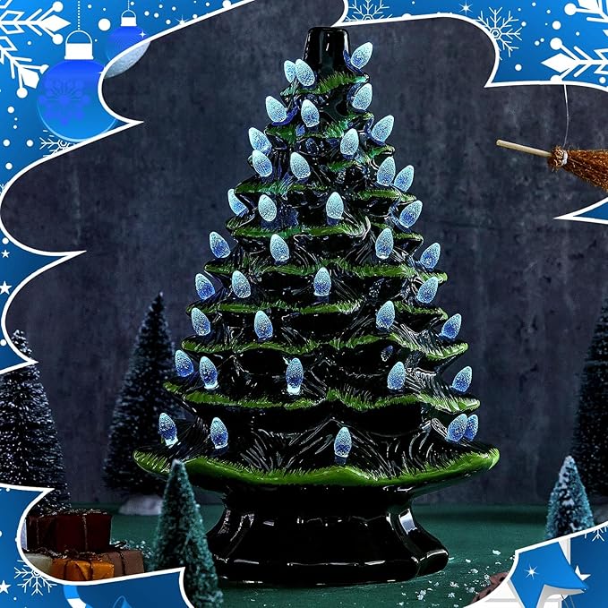 Boao 120 Pcs Ceramic Christmas Tree Replacement Lights Clear Plastic Flame Peg Bulbs Accessories for Ceramic Christmas Trees and DIY Projects(Blue,Small)