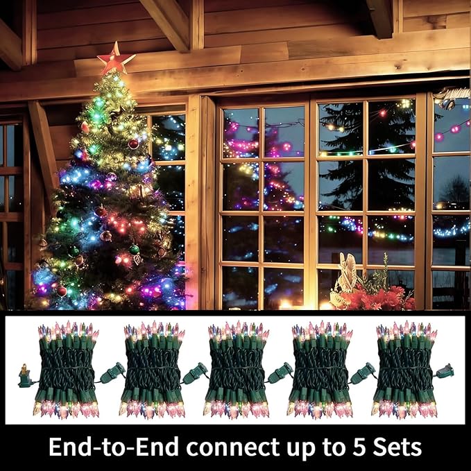 LAMPHOME Easter Decorations Mini String Lights, 100 Count 19.6FT Pink & Multicolor Plug in Waterproof Lights for Indoor Garland, Christmas Tree, Easter & Party Decor