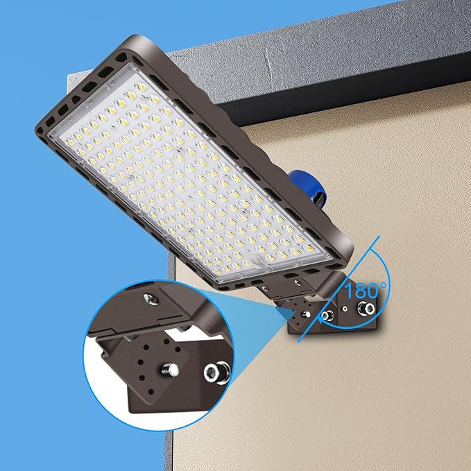 Juyace 350W LED Parking Lot Light Stadium Flood Lights Trunnion Bracket Yoke Wall Mount t Dusk to Dawn Outdoor Lighting Exterior Commercial Outside IP65 Waterproof 100-277V Security Area 3 Pack