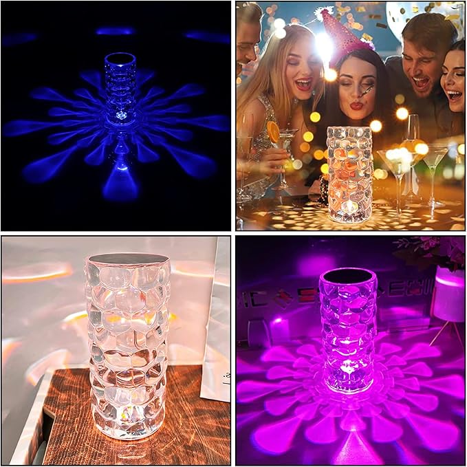 MIFXIN Crystal Table Lamp RGB 16 Colors Changing Remote Control Touch Diamond Crystal Lamp USB Charging Touch Bedside Light Acrylic LED Desk Lamp for Bedroom Living Room Decor (Water Drop)