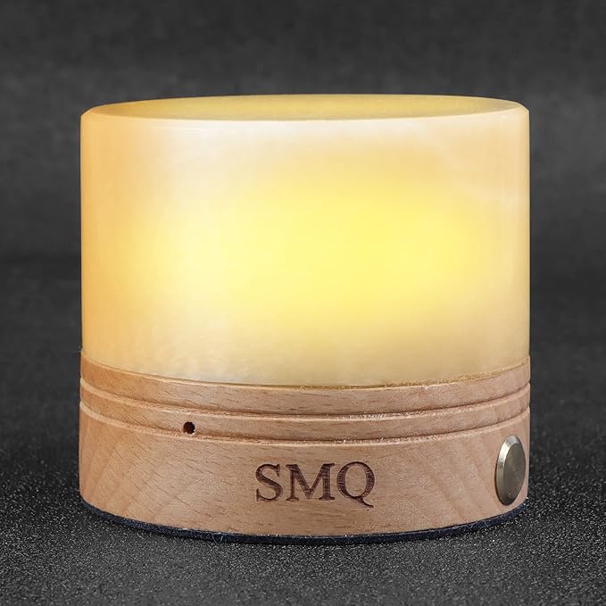 SMQ Yellow Jade Crystal Night Light with Rechargeable,Gemstone Touch Control Citrine Table Lamp Bedside Decorative Nightstand Lamp for Living Room Bedroom Gift