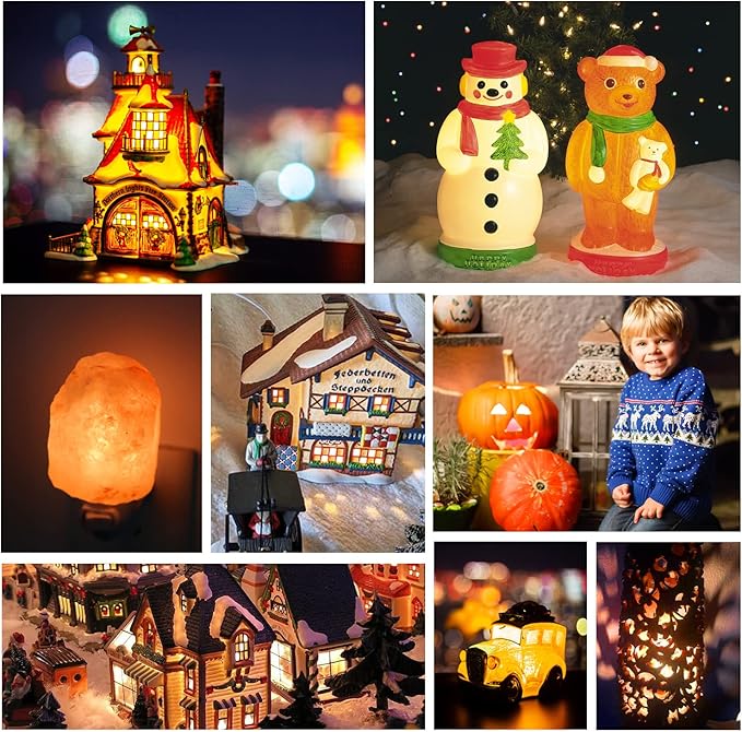 2 Pack C7 0.6W 2700K Featuring Standard E12 LED Bulb Candelabra Base Christmas Village Light Accessory Cord with 2 LED Light Bulb