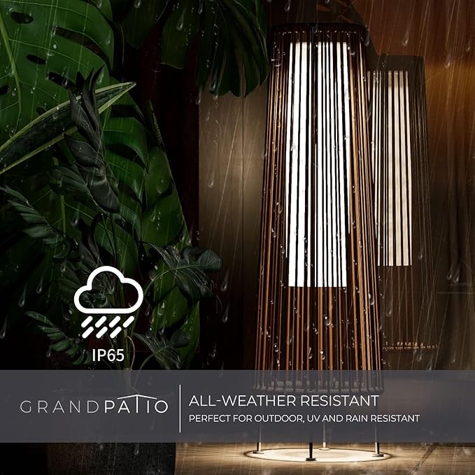 Grand patio Outdoor Floor Solar Light 2-Pack, Wicker Solar Patio Lamp Waterproof Outside Deck Lamp for Porch, Yard, Garden, Lawn Decorations - Dark Brown, Gordes 2 PCS