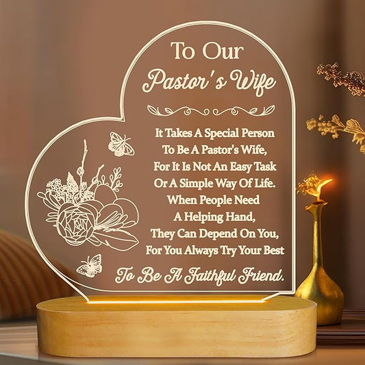 Pastors Wife Appreciation Gifts for Women, 3D Illusion Lamp for Preachers Wife Church Gifts, Soft Warm Night Light for Bedroom Decor